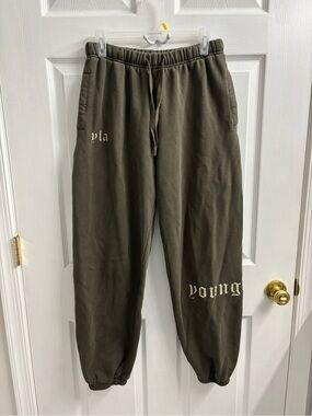 Young LA Womens Urban Cuff Jogger Sweatpants Medium Forest Green Athleisure Gym
